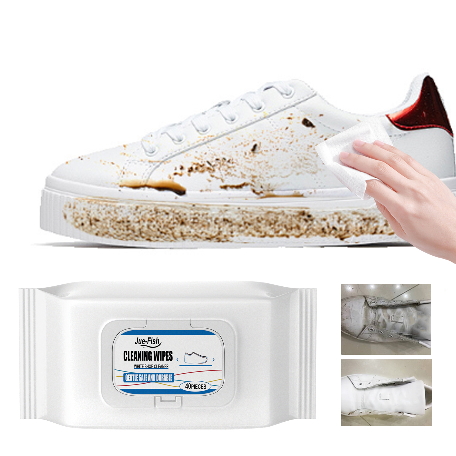 Sneaker Care Wipes - Disposable Shoe Wipes Small White Shoe