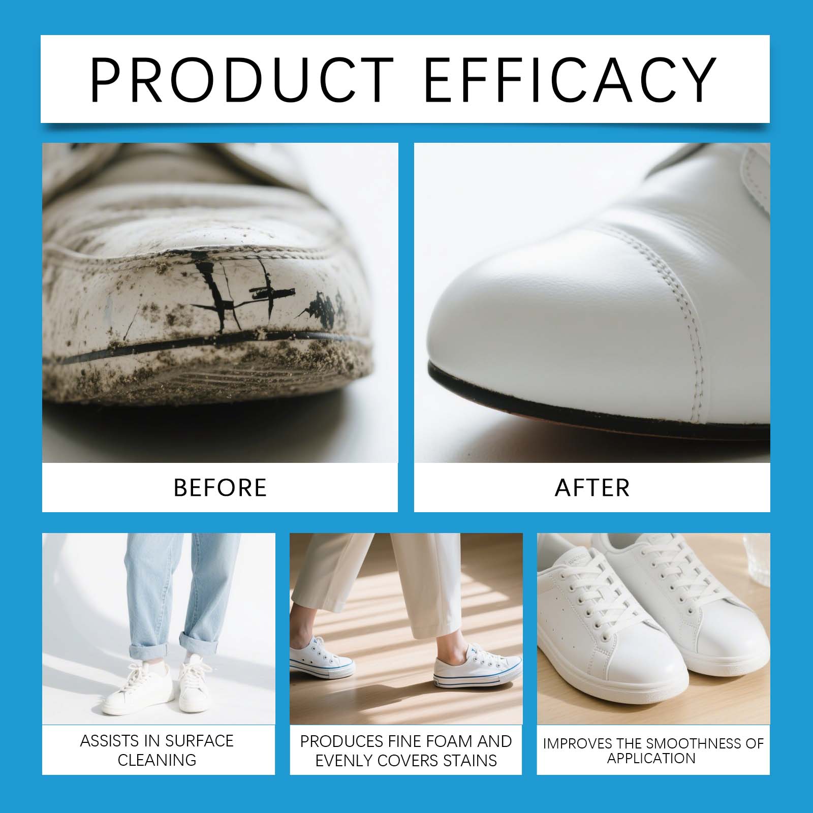 White Shoe Cleaner Cream Sneak - Sneaker Care Cleaner บทวิจารณ์และราคา