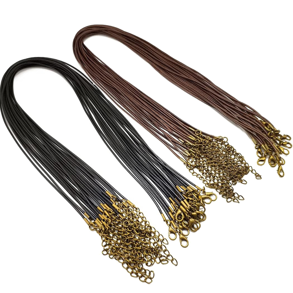 20pcs 45cm Brown Waxed Necklac - Patent Leather Shine บทวิจารณ์และราคา
