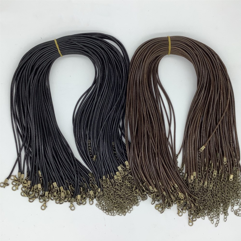20pcs 45cm Brown Waxed Necklac - Patent Leather Shine บทวิจารณ์และราคา